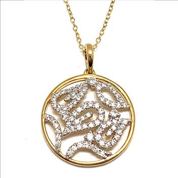 Colore SG Lorenzo 18k Yellow Gold & .925 Sterling Silver 0.93ctw Genuine White Zircon Necklace