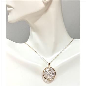Colore SG Lorenzo 18k Yellow Gold & .925 Sterling Silver 0.93ctw Genuine White Zircon Necklace