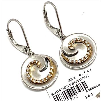 Colore SG Lorenzo .925 Sterling Silver 0.35ctw White Zircon Leverback Earrings