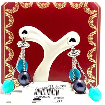 Colore SG Lorenzo  .925 Sterling Silver 20.28ctw Multicolor Stones Dangle Earrings