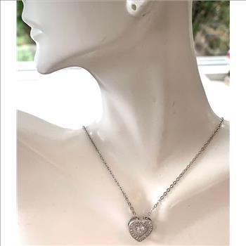 Dancing Diamond 0.75ctw Diamonique Diamond Heart Necklace 18K Gold Overlay