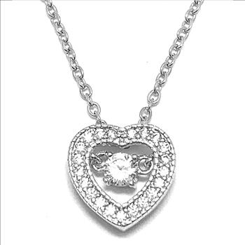 Dancing Diamond 0.75ctw Diamonique Diamond Heart Necklace 18K Gold Overlay