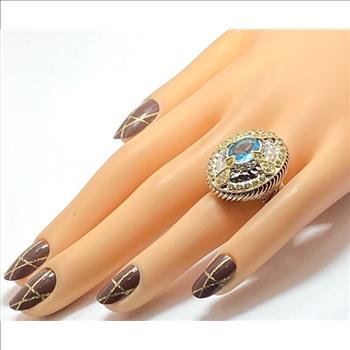 Designer 2.05ctw Blue Topaz & White Zircon Large Ring
