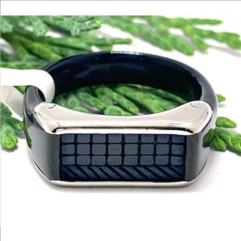 Designer Hematite & Stainless Steel Mens Ring Size 11
