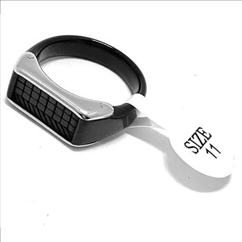 Designer Hematite & Stainless Steel Mens Ring Size 11