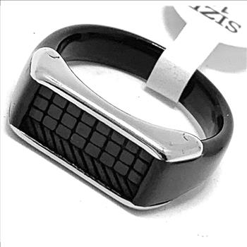 Designer Hematite & Stainless Steel Mens Ring Size 11