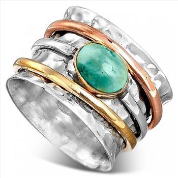 Designer Inspired 0.25ctw Turquoise & 18k Gold Overlay Ring