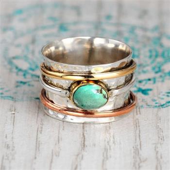 Designer Inspired 0.25ctw Turquoise & 18k Gold Overlay Ring