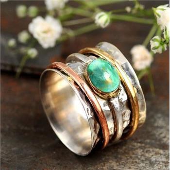 Designer Inspired 0.25ctw Turquoise & 18k Gold Overlay Ring