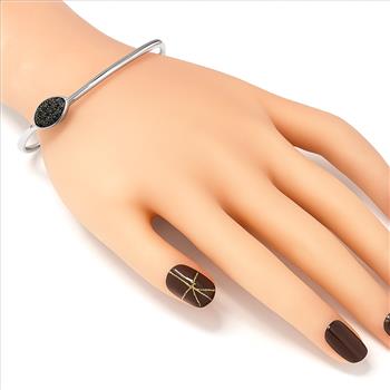 Designer Inspired 18K Gold Overlay 0.05ctw Genuine Black Diamonds Bangle Bracelet