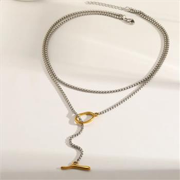 Designer Inspired  18k Two Tone Gold Overlay  Necklace