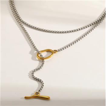 Designer Inspired  18k Two Tone Gold Overlay  Necklace