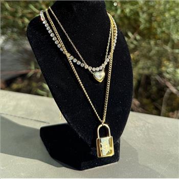 Designer Inspired 19.8 gram & 10.00ctw CZ 18k Gold Overlay Triple Necklace