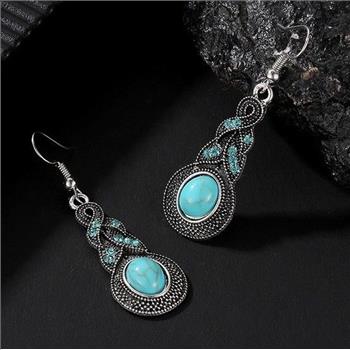 Designer Inspired 21.00ctw Turquoise & Blue Topaz 18k White Gold Overlay Necklace & Earrings Set