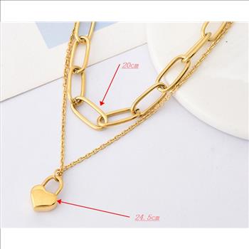 Designer Inspired 21.7 gram 18k Gold Overlay Double Heart Necklace