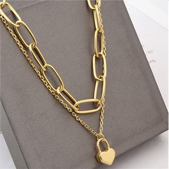 Designer Inspired 21.7 gram 18k Gold Overlay Double Heart Necklace