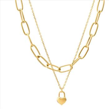 Designer Inspired 21.7 gram 18k Gold Overlay Double Heart Necklace
