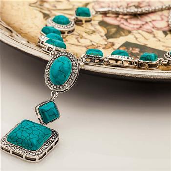 Designer Inspired 274.00ctw Turquoise & 18k Gold Overlay Large Necklace