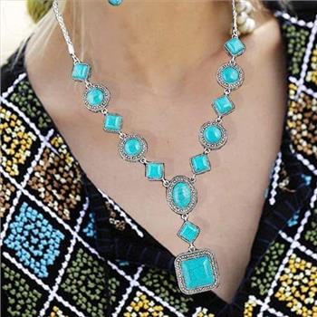 Designer Inspired 274.00ctw Turquoise & 18k Gold Overlay Large Necklace