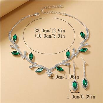 Designer Inspired 35.50ctw Emerald & CZ 18k Gold Overlay Necklace & Earrings Set