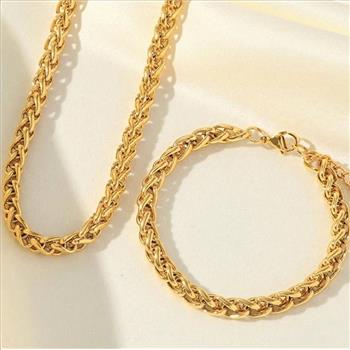 Designer Inspired 36.2 gram 18k Gold Overlay Necklace & Bracelet Set