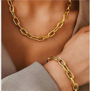 Designer Inspired 38.5 gram 18k Gold Overlay Necklace & Bracelet Set