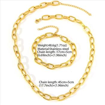 Designer Inspired 38.5 gram 18k Gold Overlay Necklace & Bracelet Set