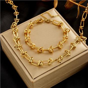 Designer Inspired 40.7 gram 18k Gold Overlay Necklace & Bracelet Set