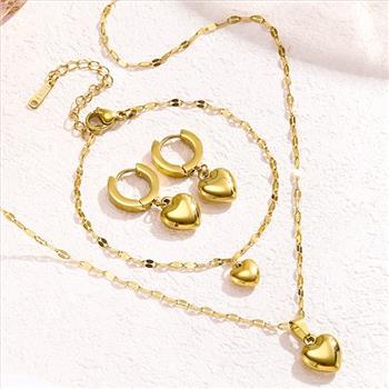 Designer Inspired 9.8 gram 18k Gold Overlay Necklace, Bracelet & Earrings Set