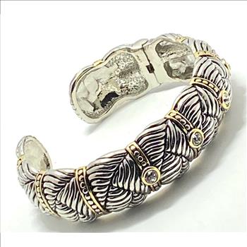 Designer Inspired Cuff Bangle Bracelet Two-Tone 14k Gold Over ...