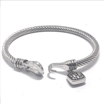 Designer Inspired Ladies 0.30ctw Black Spinel Cable Bangle Bracelet