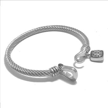 Designer Inspired Ladies 0.30ctw Black Spinel Cable Bangle Bracelet