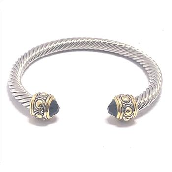 Designer Inspired Ladies 8.00ctw Black Spinel Cable Bangle Bracelet