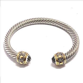 Designer Inspired Ladies 8.00ctw White Topaz Cable Bangle Bracelet