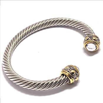 Designer Inspired Ladies 8.00ctw White Topaz Cable Bangle Bracelet