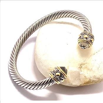 Designer Inspired Ladies 8.00ctw White Topaz Cable Bangle Bracelet