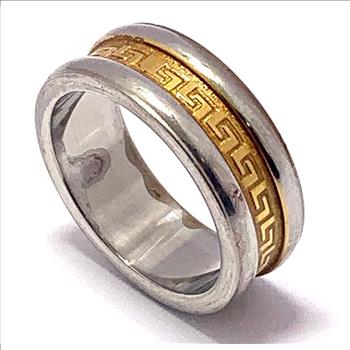 Designer Inspired Mens Stainless Steel Two Tone Ring Size 9