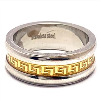 Designer Inspired Mens Stainless Steel Two Tone Ring Size 9