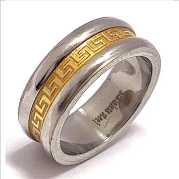 Designer Inspired Mens Stainless Steel Two Tone Ring Size 9