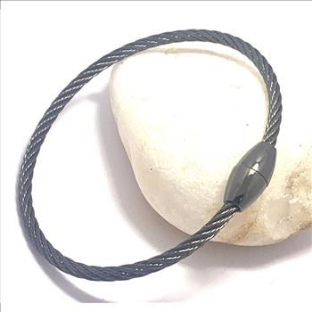 Designer Inspired Unisex Black Rhodium Cable Bangle Bracelet
