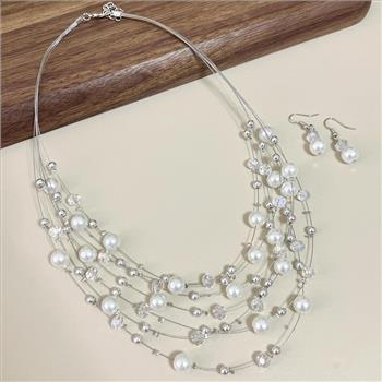 Designer Inspired  White Pearls & 18k Gold Overlay  Necklace