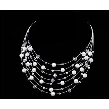 Designer Inspired  White Pearls & 18k Gold Overlay  Necklace