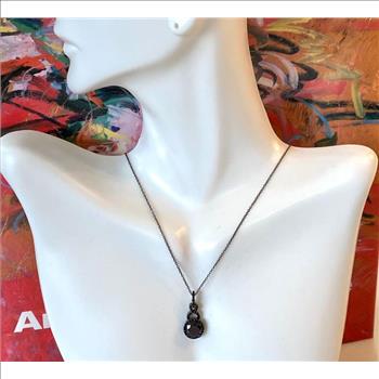 Designer KLEO Solid .925 Sterling Silver, 3.50ctw Black Spinel Necklace