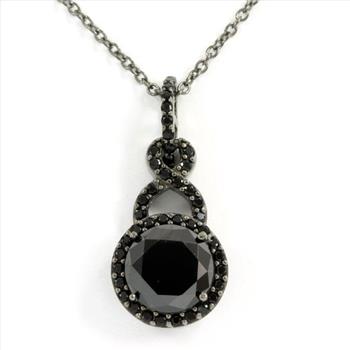 Designer KLEO Solid .925 Sterling Silver, 3.50ctw Black Spinel Necklace