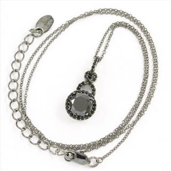 Designer KLEO Solid .925 Sterling Silver, 3.50ctw Black Spinel Necklace