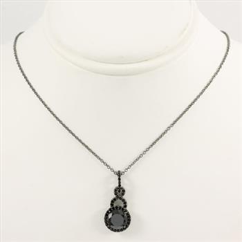 Designer KLEO Solid .925 Sterling Silver, 3.50ctw Black Spinel Necklace