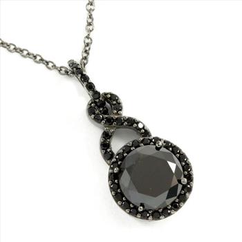 Designer KLEO Solid .925 Sterling Silver, 3.50ctw Black Spinel Necklace