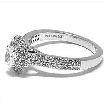 Designer Vera Wang.925 Sterling Silver & 18k WG 0.77ctw Diamond Art CZ Engagement  Ring