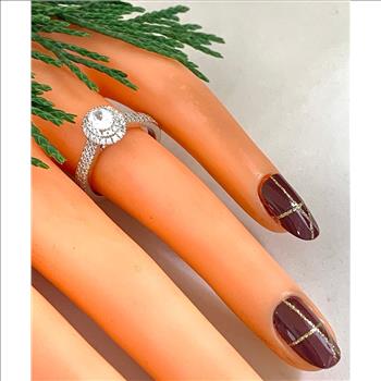 Designer Vera Wang.925 Sterling Silver & 18k WG 0.77ctw Diamond Art CZ Engagement  Ring