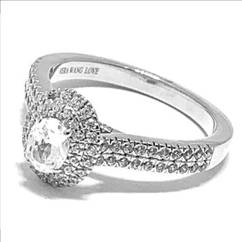 Designer Vera Wang.925 Sterling Silver & 18k WG 0.77ctw Diamond Art CZ Engagement  Ring